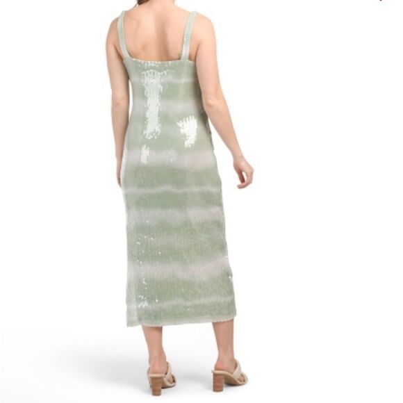 Caroline Constas Light Green Sequin Midi Dress NWT - Picture 2 of 6